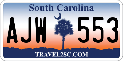 SC license plate AJW553