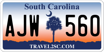 SC license plate AJW560