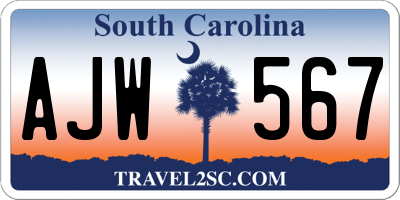 SC license plate AJW567