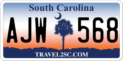 SC license plate AJW568