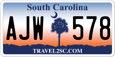 SC license plate AJW578