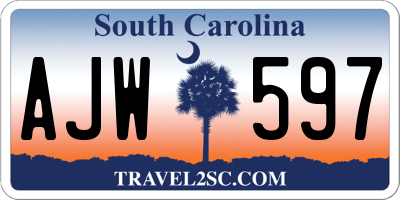 SC license plate AJW597