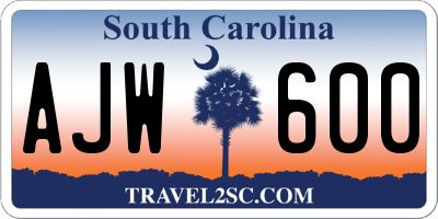 SC license plate AJW600