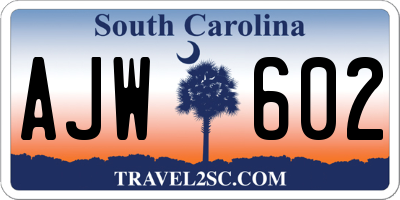SC license plate AJW602