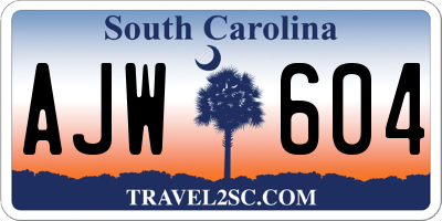 SC license plate AJW604