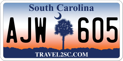 SC license plate AJW605