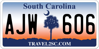 SC license plate AJW606