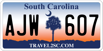 SC license plate AJW607