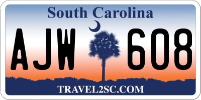 SC license plate AJW608
