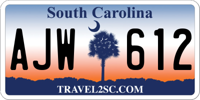 SC license plate AJW612