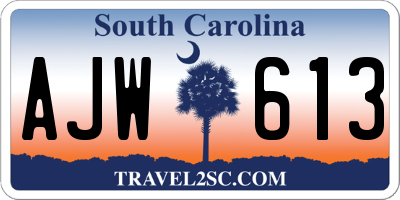 SC license plate AJW613