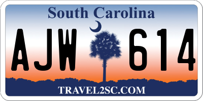 SC license plate AJW614
