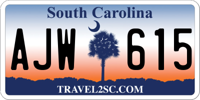 SC license plate AJW615