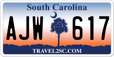 SC license plate AJW617