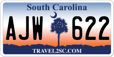SC license plate AJW622