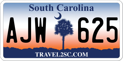 SC license plate AJW625