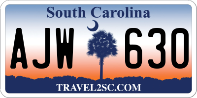 SC license plate AJW630