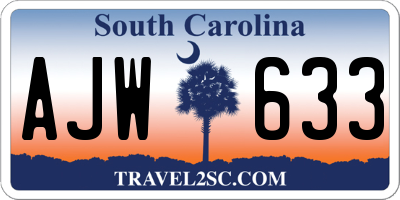 SC license plate AJW633