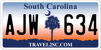 SC license plate AJW634