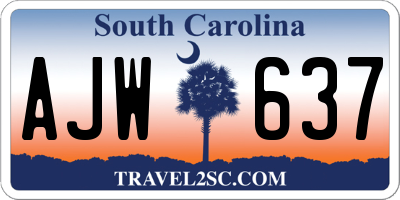 SC license plate AJW637
