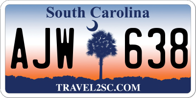 SC license plate AJW638