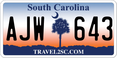 SC license plate AJW643