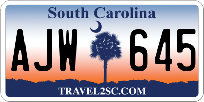 SC license plate AJW645