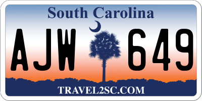SC license plate AJW649