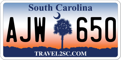 SC license plate AJW650