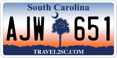 SC license plate AJW651