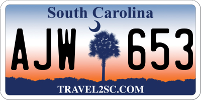 SC license plate AJW653
