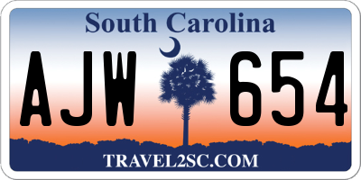 SC license plate AJW654