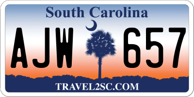 SC license plate AJW657