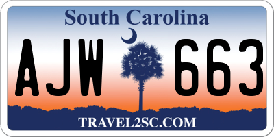 SC license plate AJW663