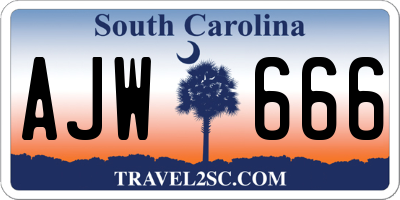 SC license plate AJW666
