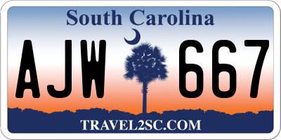 SC license plate AJW667