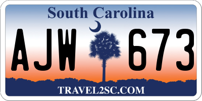 SC license plate AJW673