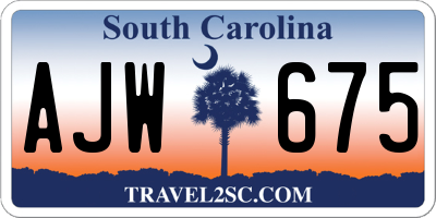 SC license plate AJW675