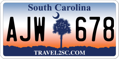 SC license plate AJW678