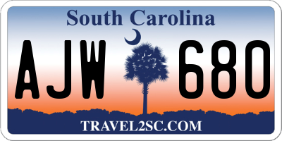 SC license plate AJW680
