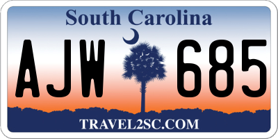 SC license plate AJW685