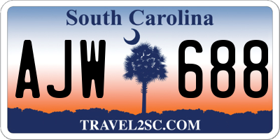 SC license plate AJW688