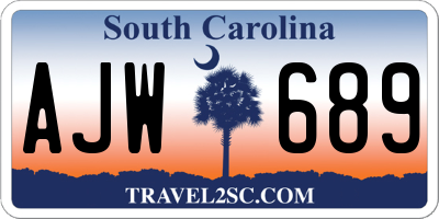 SC license plate AJW689