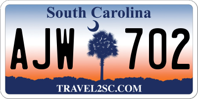 SC license plate AJW702