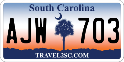 SC license plate AJW703