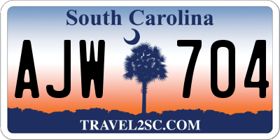 SC license plate AJW704