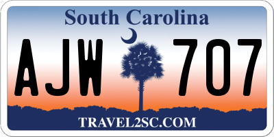 SC license plate AJW707