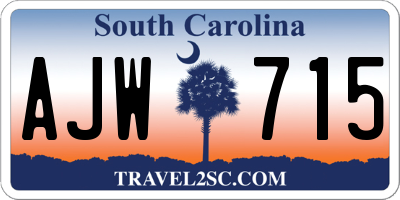 SC license plate AJW715