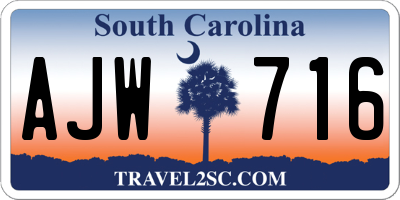 SC license plate AJW716