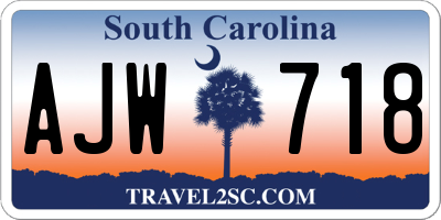 SC license plate AJW718